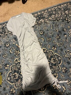 Luca + Grae Women’s Light Blue Midi Ruched Side Dress